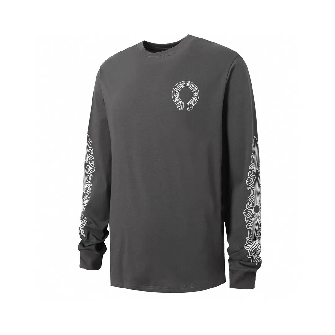 P180 #2103 -Chrome Hearts/Chrome Hearts 23ss scroll simple Sanskrit letters explosive long-sleeved T-shirt -High weight, high density and high quality. The wool is soft, delicate and skin-friendly. It feels soft and silky. It has excellent warmth and skin-friendly properties.